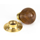 Cottage Rosewood Knob Set with Polished Brass Roses