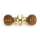 Cottage Rosewood Knob Set with Polished Brass Roses