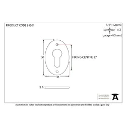 Blacksmith External Beeswax Oval Euro Escutcheon