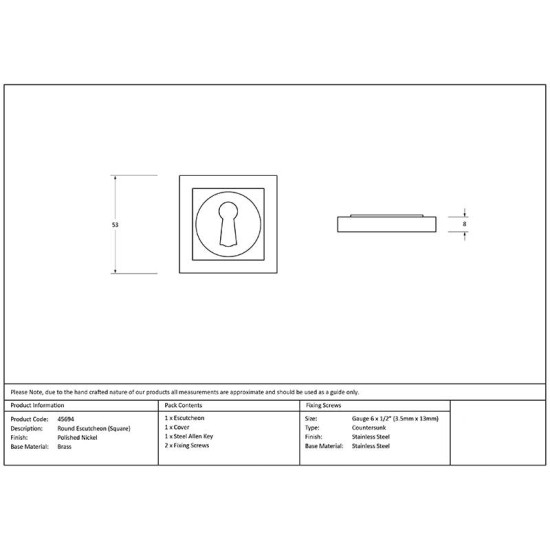 Polished Nickel Square Escutcheon