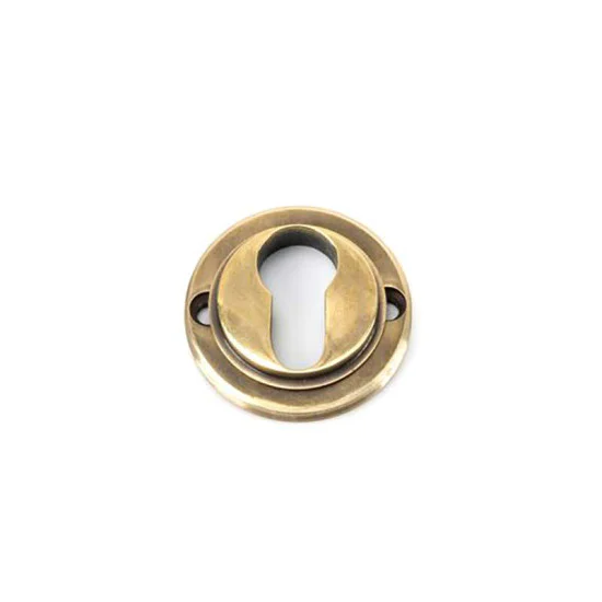 Aged Brass Art Deco Round Euro Escutcheon