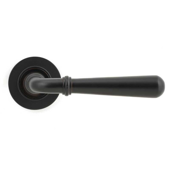 Newbury Lever on Round Rose Set - Aged Bronze