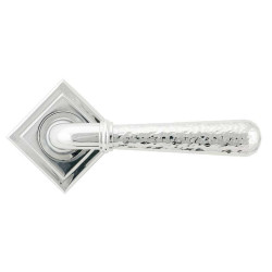 Hammered Newbury Lever on Square Rose Set - Polished Chrome