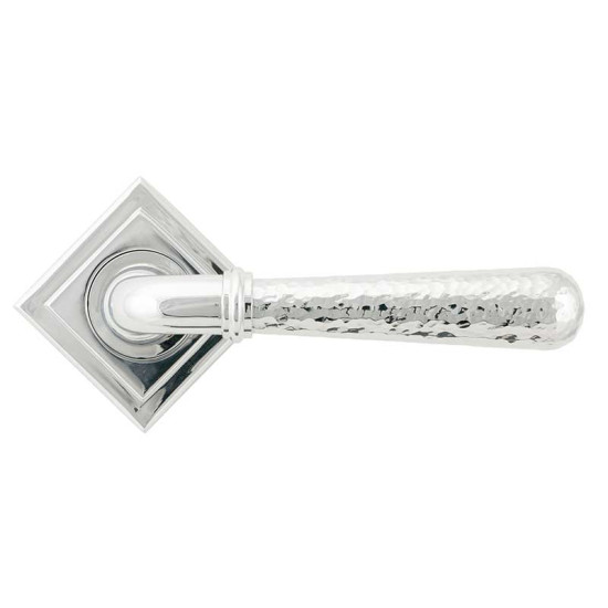 Hammered Newbury Lever on Square Rose Set - Polished Chrome