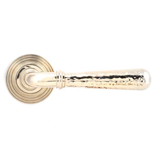 Hammered Newbury Lever on Beehive Rose Set - Polished Nickel