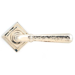 Hammered Newbury Lever on Square Rose Set - Polished Nickel