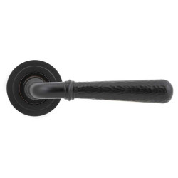 Hammered Newbury Lever on Art Deco Rose Set - Aged Bronze