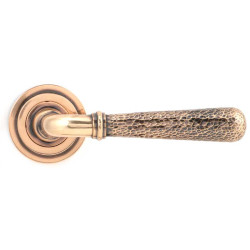 Hammered Newbury Lever on Art Deco Rose Set - Polished Bronze