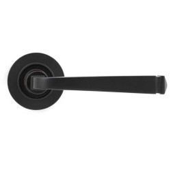 Avon Sprung Lever Door Handle on Round Rose Set - Aged Bronze