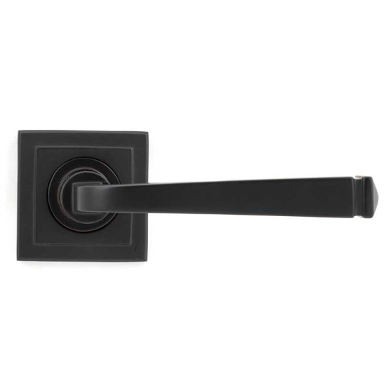 Avon Sprung Lever Door Handle on Square Rose Set - Aged Bronze