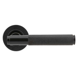 Brompton Sprung Lever Door Handle on Round Rose Set - Aged Bronze