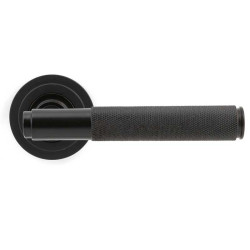 Brompton Sprung Lever Door Handle on Art Deco Rose Set - Aged Bronze