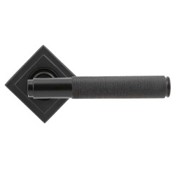 Brompton Sprung Lever Door Handle on Square Rose Set - Aged Bronze