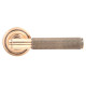 Brompton Sprung Lever Door Handle on Art Deco Rose Set - Polished Bronze