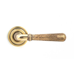 Aged Brass Hammered Newbury Lever on Art Deco Rose Set - Unsprung