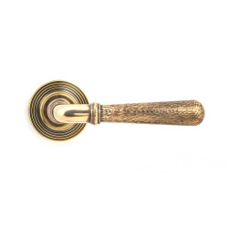 Aged Brass Hammered Newbury Lever on Beehive Rose Set - Unsprung