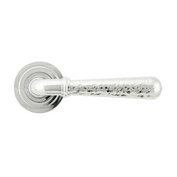 Polished Chrome Hammered Newbury Lever on Art Deco Rose Set - Unsprung