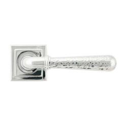 Polished Chrome Hammered Newbury Lever on Square Rose Set - Unsprung