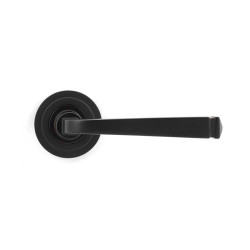 Aged Bronze Avon Lever Door Handle on Art Deco Rose Set - Unsprung