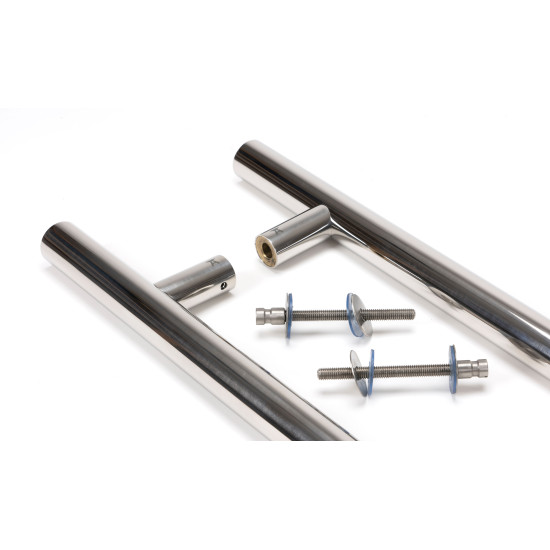 T Bar Handle with Back-to-Back Fixings - Polished Marine Stainless Steel