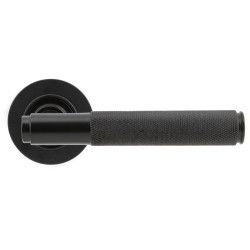 Aged Bronze Brompton Lever Door Handle on Round Rose Set - Unsprung