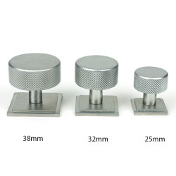 Satin Chrome Brompton Cabinet Knob on Square Rose