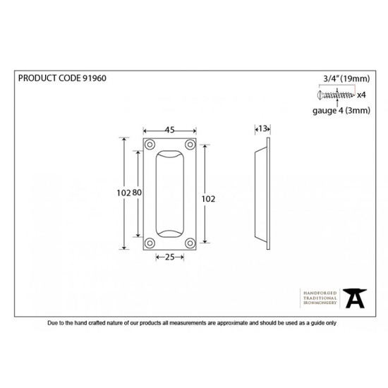 Period Flush Pull Handle - Polished Bronze