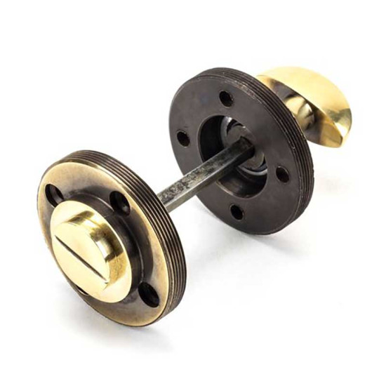 Aged Brass Square Bathroom Thumbturn Set