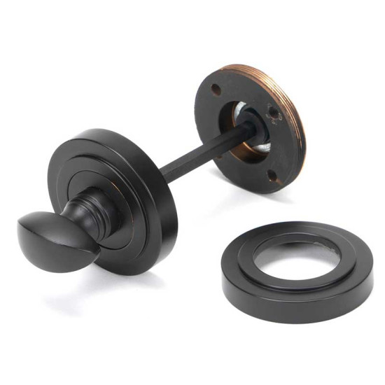 Aged Bronze Art Deco Bathroom Thumbturn Set