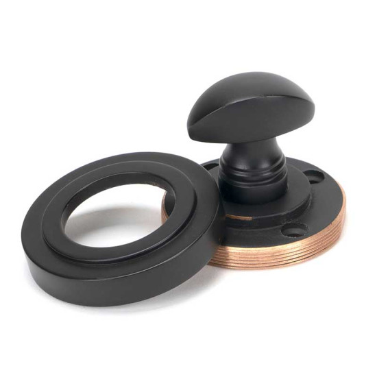 Aged Bronze Art Deco Bathroom Thumbturn Set