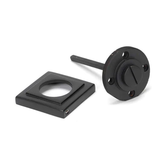 Aged Bronze Square Bathroom Thumbturn Set