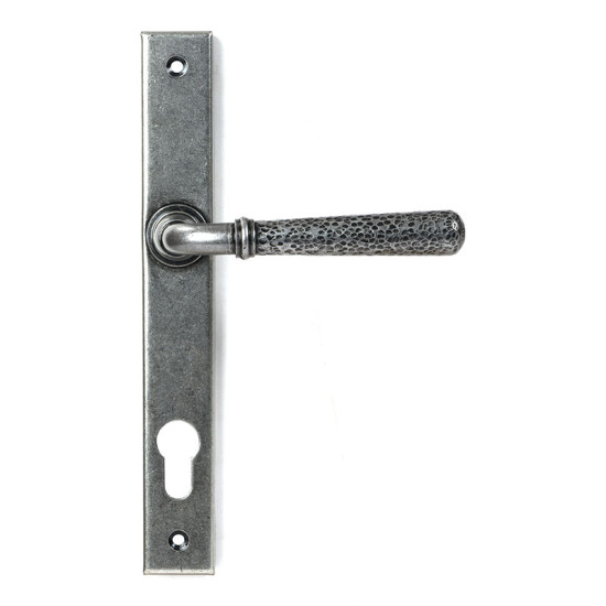 Blacksmith Pewter Patina Hammered Newbury Slimline Espag. Lock Set