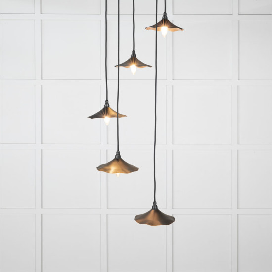 Smooth Copper Flora Cluster Pendant Light  in Elan Black