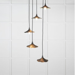 Smooth Brass Flora Cluster Pendant Light  in Elan Black