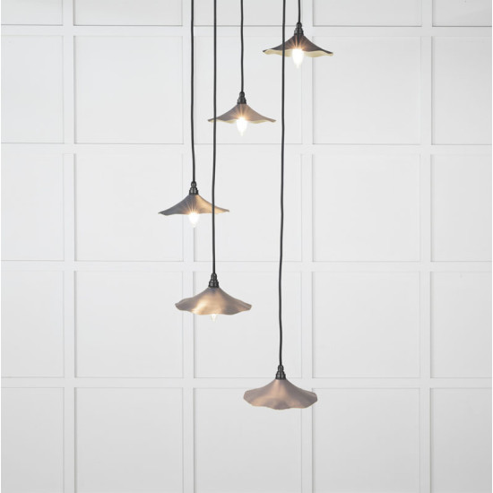 Smooth Brass Flora Cluster Pendant Light  in Slate