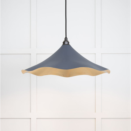 Smooth Brass Flora Pendant Light  in Slate