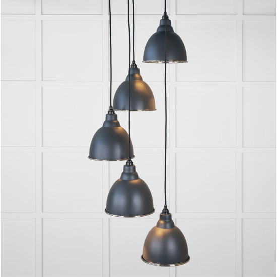 Smooth Nickel Brindley Cluster Pendant Light  in Soot