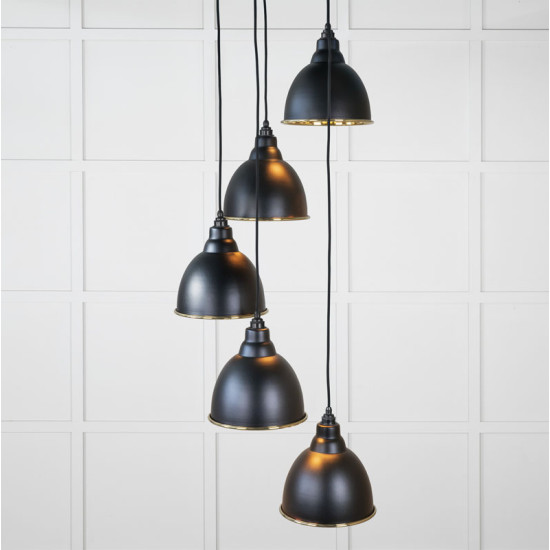 Smooth Brass Brindley Cluster Pendant Light  in Elan Black