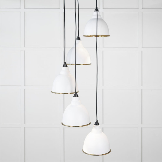 Smooth Brass Brindley Cluster Pendant Light  in Flock