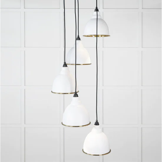 Smooth Brass Brindley Cluster Pendant Light  in Flock