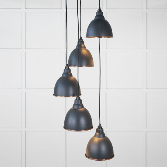 Hammered Copper Brindley Cluster Pendant Light in Soot