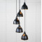 Hammered Brass Brindley Cluster Pendant Light  in Elan Black