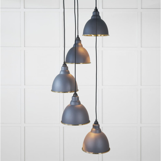 Hammered Brass Brindley Cluster Pendant Light  in Slate