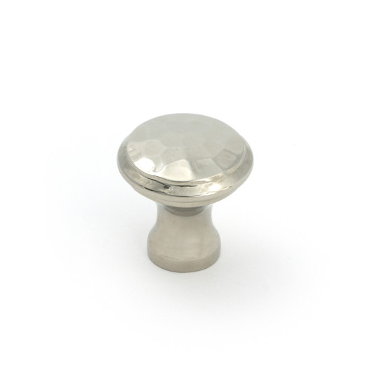 Polished Nickel Hammered Cabinet Knob - Small