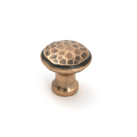 Polished Bronze Hammered Cabinet Knob - Small