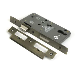 Aged Brass Euro Din Sash Lock - 60mm Backset/72mm Centre