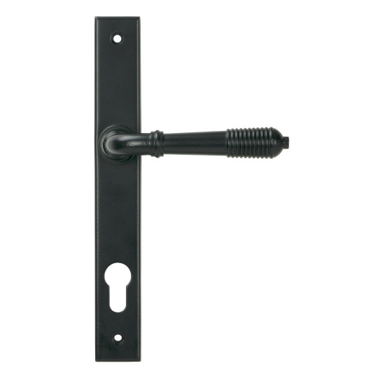 Matt Black Reeded Slimline Lever Espag. Lock Set