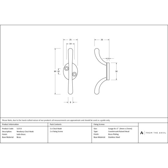 Satin Brass Newbury Cleat Hook