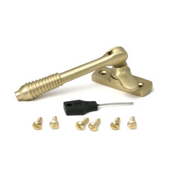 Locking Reeded Casement Fastener - Satin Brass