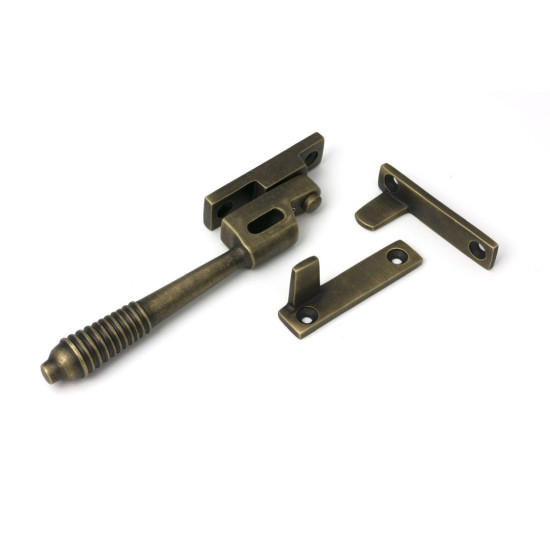 Burnished Brass Night-Vent Locking Reeded Fastener